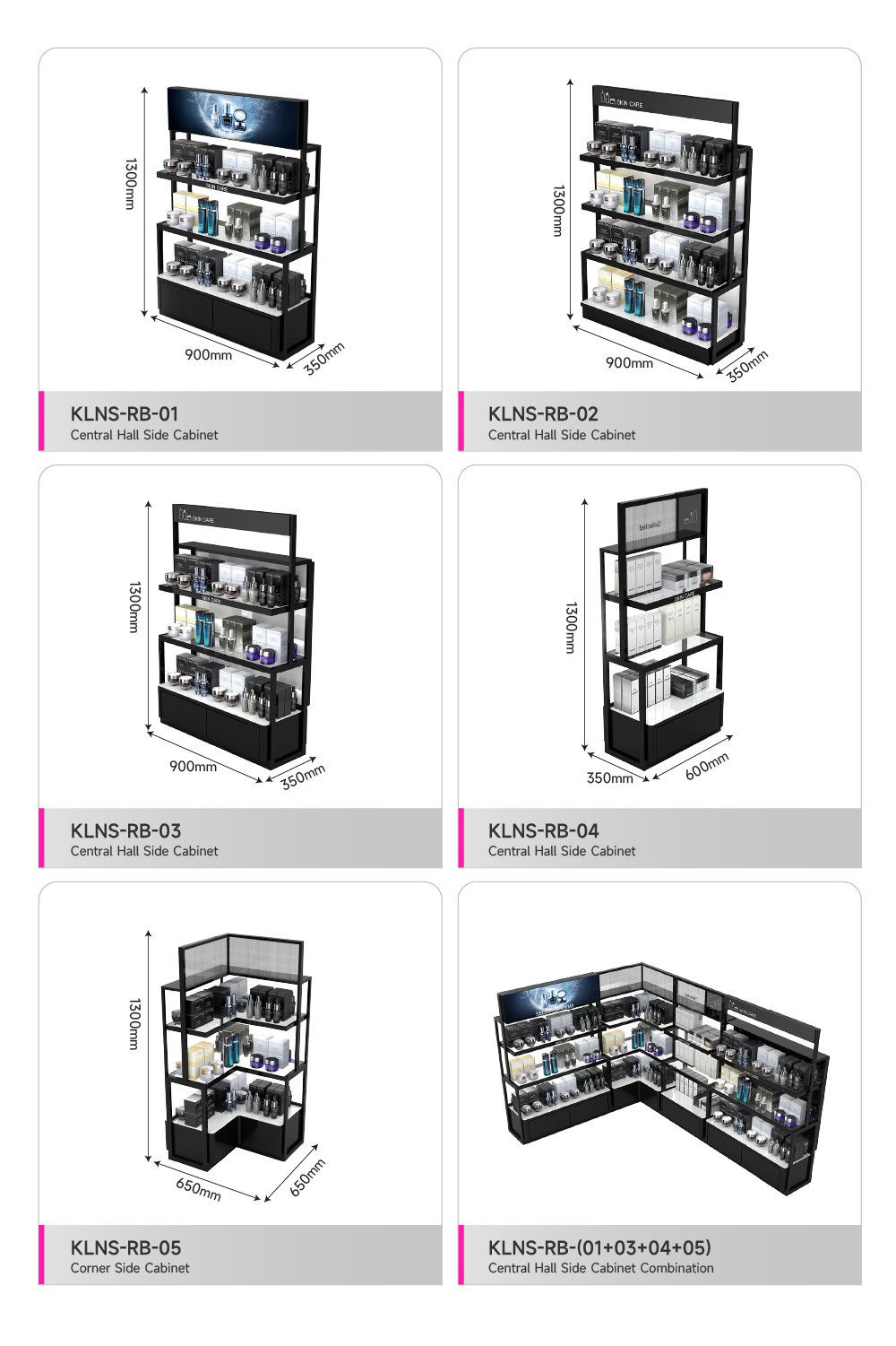 Black Spray Painting Display Corner Cabinet Cosmetic Store Design For Skincare Shop Interior And Beauty Store Decoration