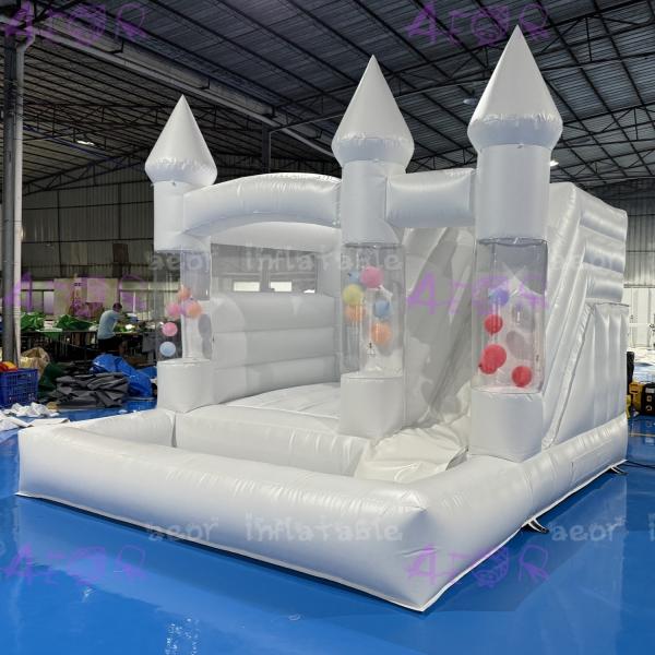 Buy cheap Inflatable Moonwalk Wedding Bounce Castle White Jumping Castle With Water Slide Pool from wholesalers