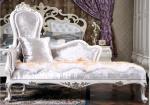 Wood Carved French Antique Luxury Chaise Lounge Golden White
