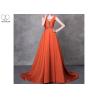 Buy cheap Beautiful Beading Long Tail Gown Orange Color Sleeveless V Collar Bandage Design from wholesalers