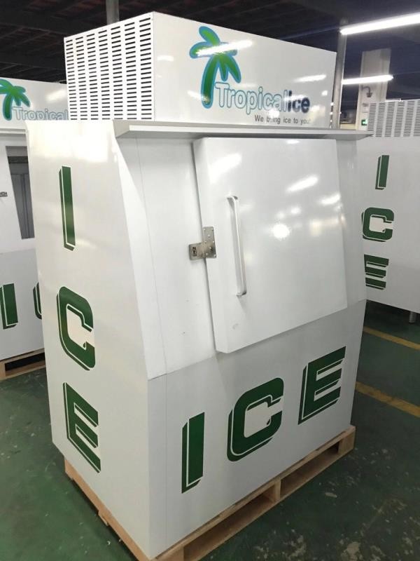 Commercial Single Door Ice Storage Merchandiser With Sticker