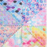 Buy cheap 0.5mm Glitter PU Leather Brushed Mermaid Fish Scale PU Artificial Leather product