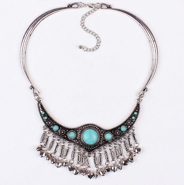 Buy cheap Miao silver plated antique silver necklace turquoise necklace wholesale bells from wholesalers