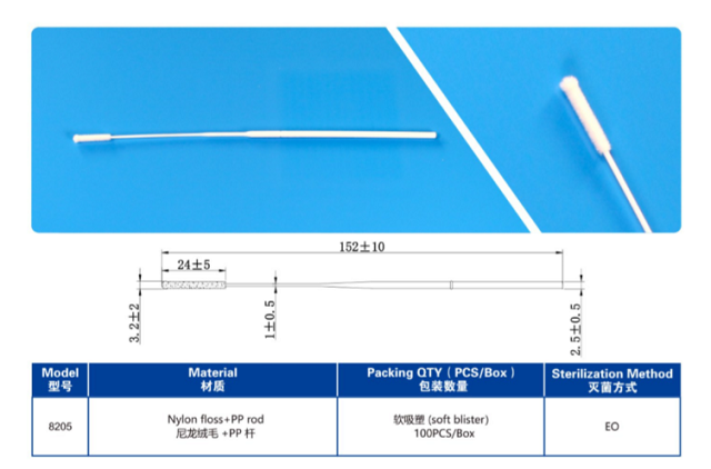Virus Test 152mm Medical Cotton Swab , Non Invasive Nasal Swab
