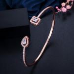 New Trendy Cubic Zirconia Bracelets Bang Jewelry Silver Color Leaf Charm CZ