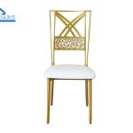 Luxury Gold Metal Party Tent Accessories Banquet Chair With Cushion For Wedding