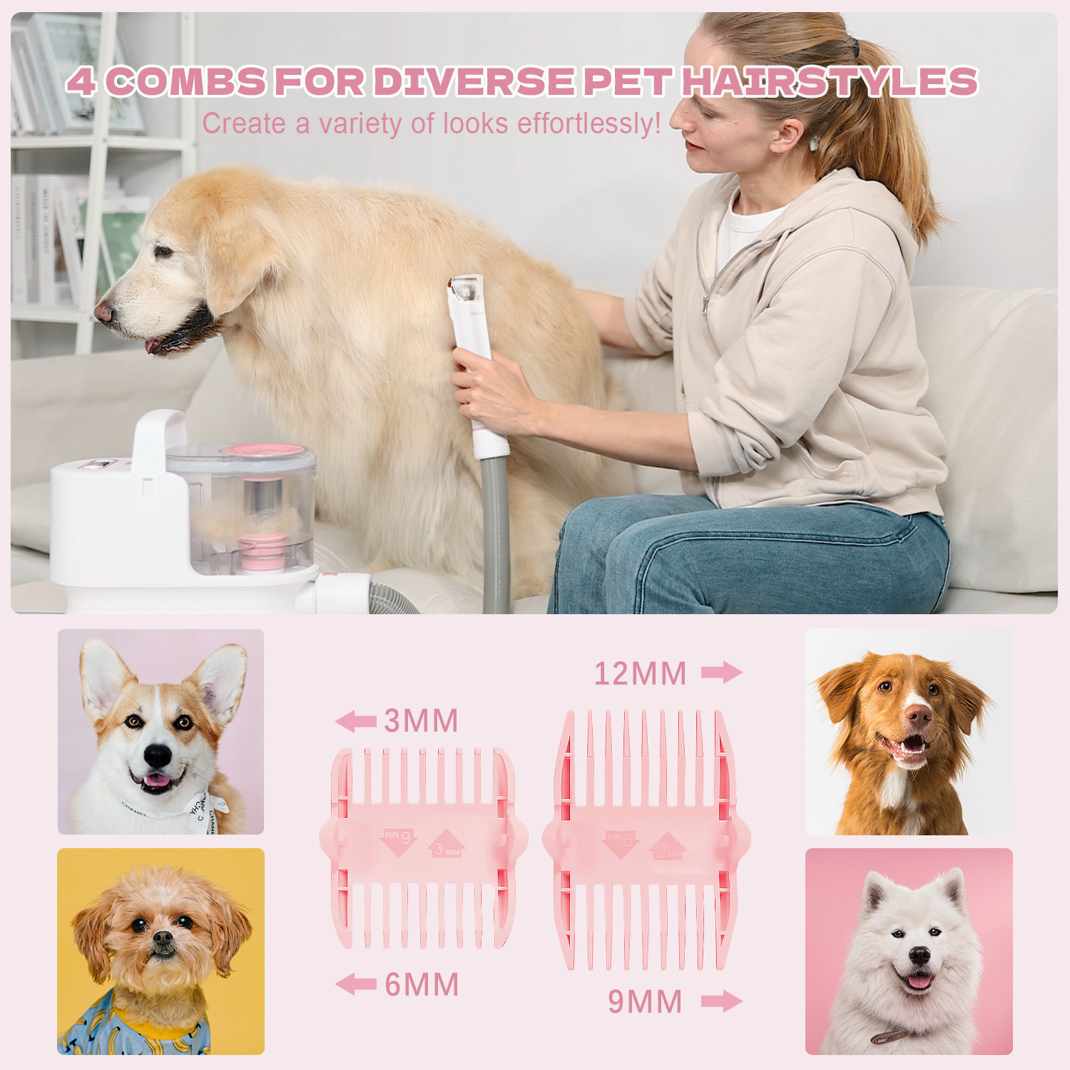Household Handheld Pet Shaver Dust Mite Remover Vacuum Cleaner and with 1.5L Dust Bag