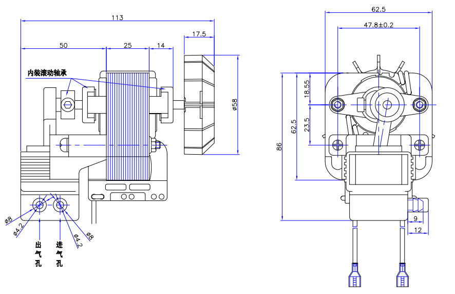 60W AC Shaded Pole Motors / 220V Compressor Motor Single Phase