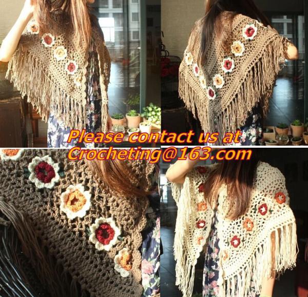 Buy cheap Hand Knitted Poncho, Brown Scarf,Wool Knit, poncho wrap, Green Free Knitting Crochet Woman from wholesalers