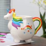Cute Hand painted 3D Colorful Unicorn Mug Novelty Ceramic Animal Coffee Mug