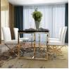 Buy cheap Stainless Steel Base Tempered Glass Marble Dining Table 6 chairs from wholesalers