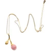 Buy cheap 18K Yellow Gold Plated 925 Silver Pink Shell Carved Tulip Pendant Charm Necklace product