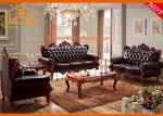 European style wooden furniture model made in china leather sofa
