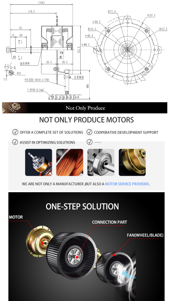 Air Conditioner Condenser Fan Motor, HVAC Ventilation System AC Motor