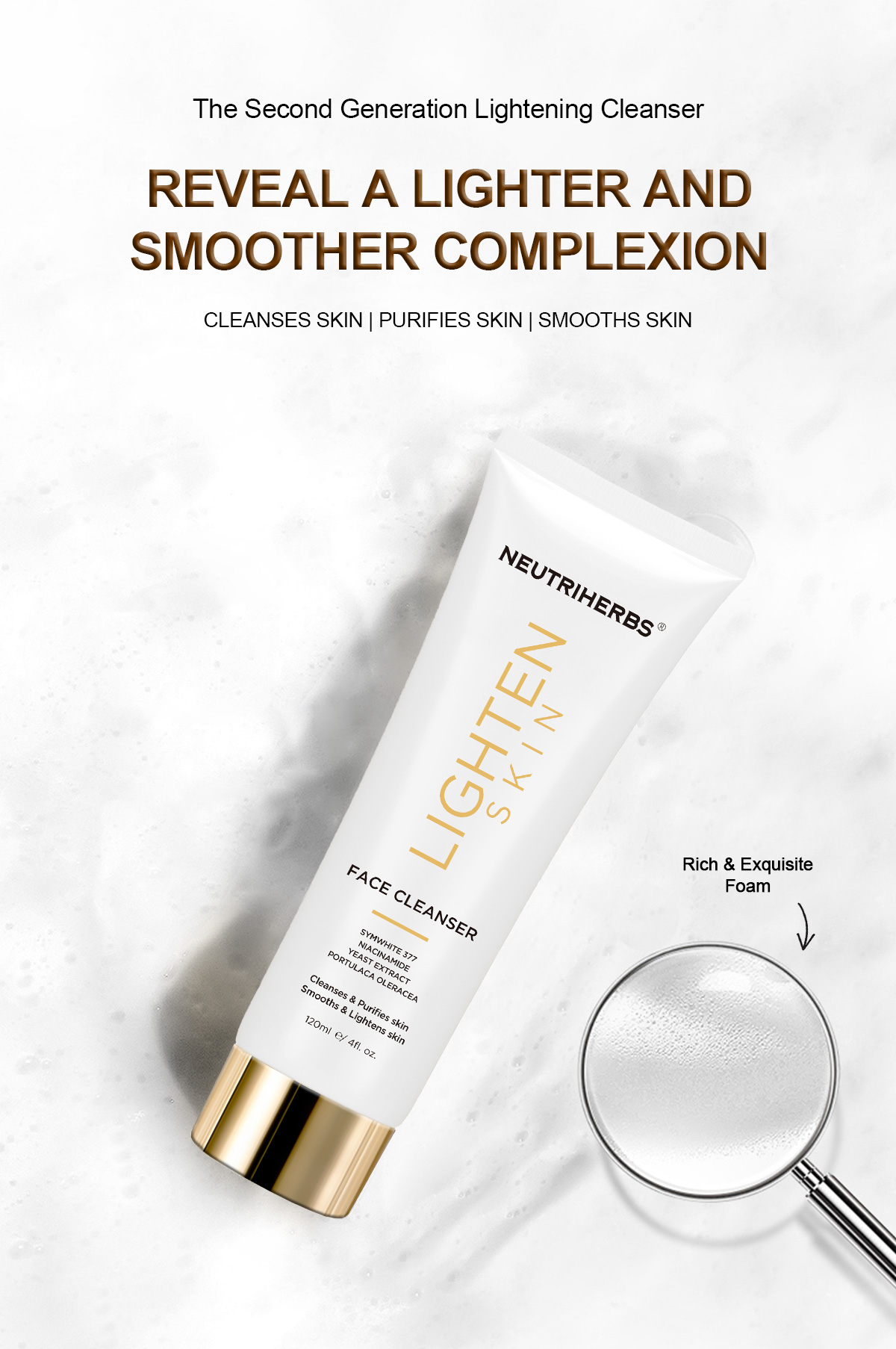 Neutriherbs Private Label Vegan Facial Skin Care Symwhite 377 Lighten Whitening Face Cleanser