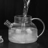 Buy cheap Large Spout 1000ml Clear Glass Teapot Safe Water Kettle With Bamboo Lid from wholesalers