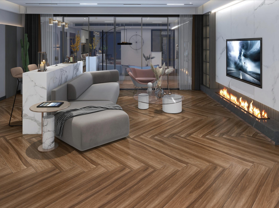 Outside Matt Hotel Interior Wooden Porcelain Tiles Gray Khaki For Decoration Ceramic Tiles