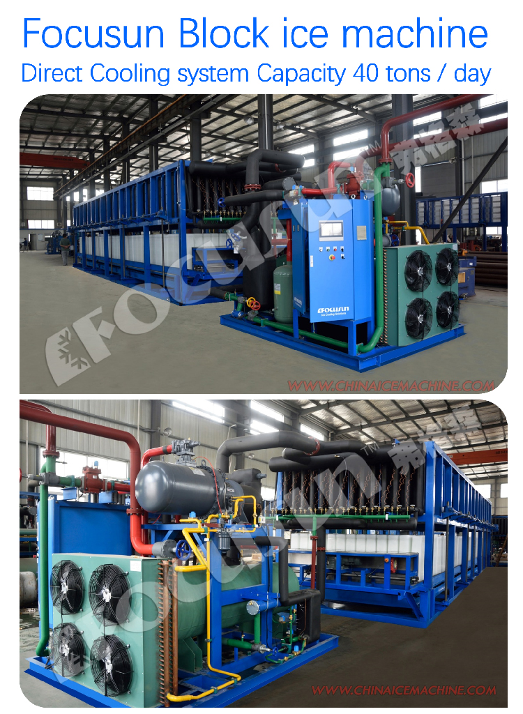 40 Tons Industrial Ice Block Maker Making Machine with Design and Fusheng Compressor