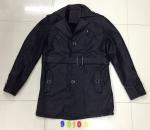 9010 Men's black pu fashion long jacket coat stock