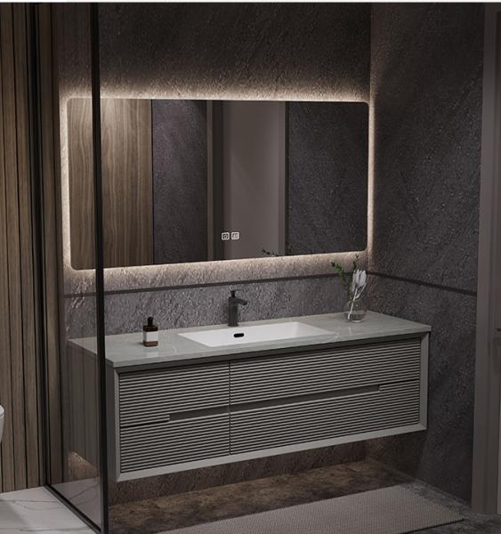 Buy cheap Rectangular Hand Wash Bathroom Cabinets Chocolate Color Waterproof Door Panel from wholesalers
