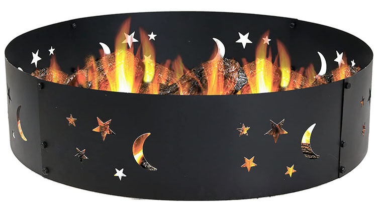 Outdoor Patio Black Bonfire Camping 360 Degree Round Heavy Duty Portable Wood Burning Firepit with Poker