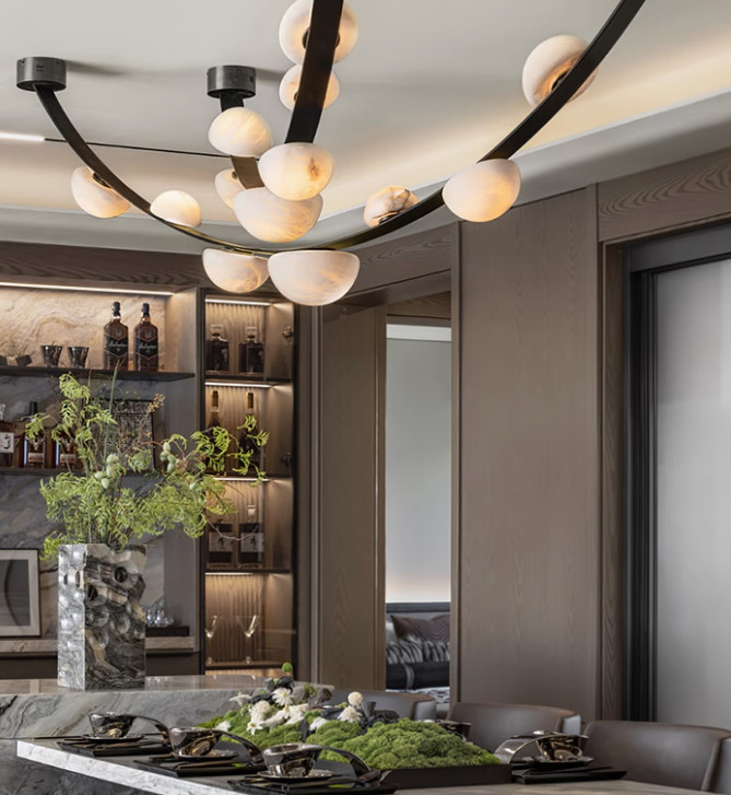 Marble Lamp For Home Decoration Lighting Leather Chandelier For Villa And Project