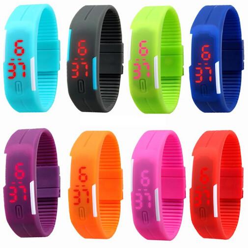 Buy cheap Ultra Thin Sport Digital Led Bracelet Watches In Hard PU Material, Customized Logo On The Buckle from wholesalers
