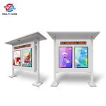 Waterproof Outdoor LCD Digital Kiosk With Pillar Roof 2 Screens Display
