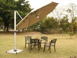 Aluminum 150cm Double Patio Umbrella Beach Sunshade Umbrella Remote Control