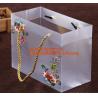 Buy cheap Customized square shape flower pattern long handle PP gift bag,flower vase, disposable flower plastic bag, plastic folda from wholesalers