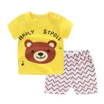 Summer Kids Pajama Set Plain Animal Short Sleeve Tee And Shorts