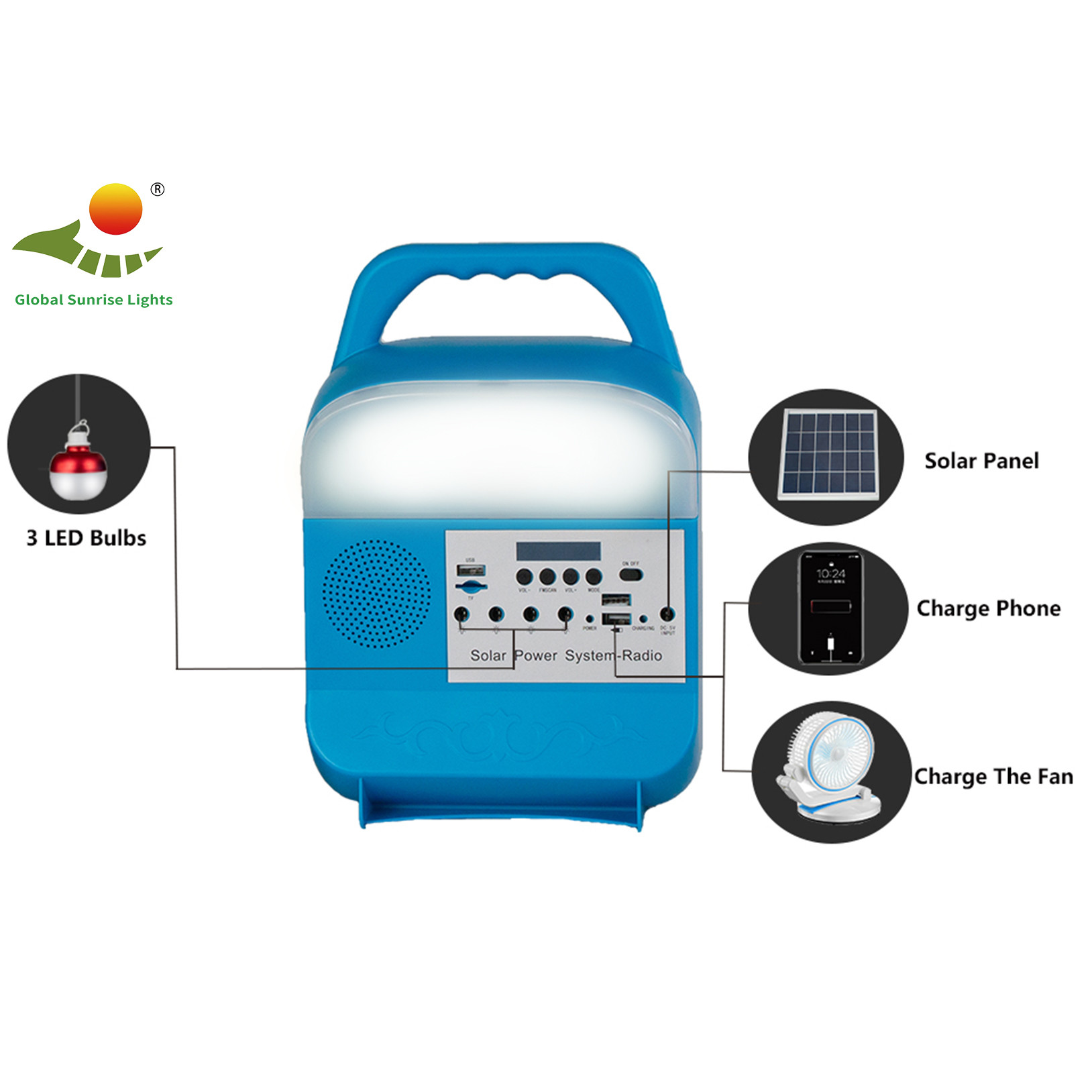 OEM Solar Powered Home Lighting System With Color 8000mAh Battery SRE-689