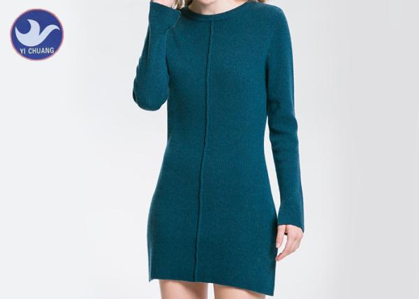 Buy cheap Acrylic Cotton Womens Knitted Dresses , Long Sleeve Knitted Jumper Dress Mini Casual Style from wholesalers