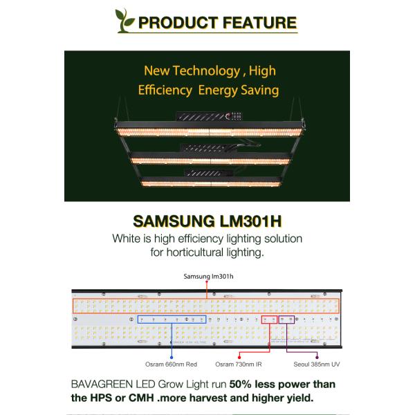 ETL Foldable 730nm Samsung LM301B LM301H 600w Bar Grow Light 4