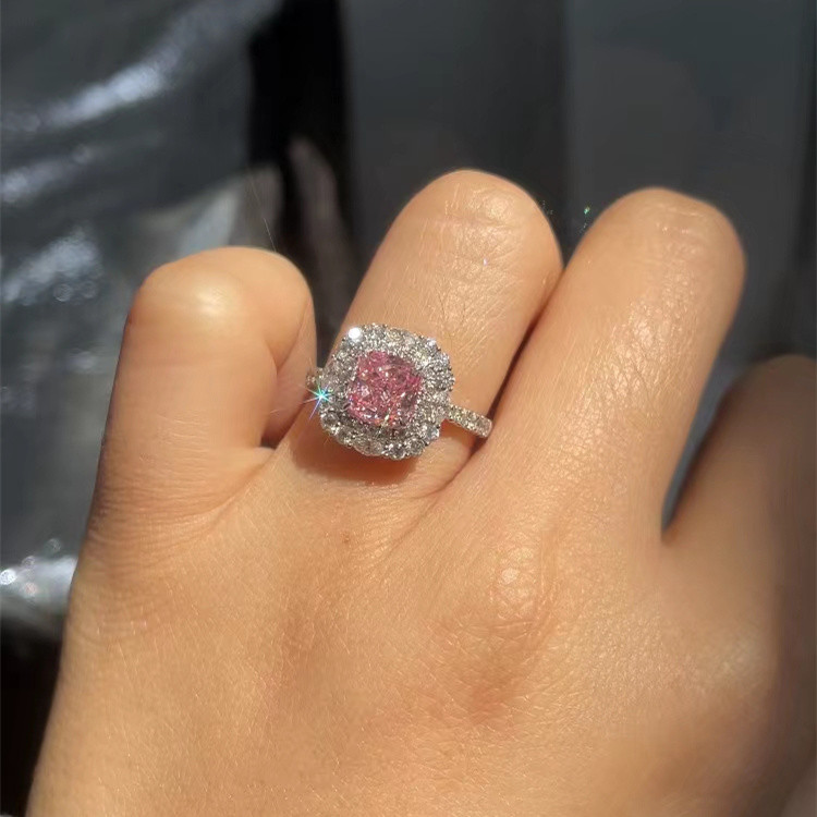 IGI Certified Lab Diamond Jewelry Cushion Cut Pink Diamond Ring 1ct
