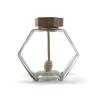 Buy cheap Empty Hexagon Glass Honey Jar Pot Jar 12oz Capacity Wooden Bamboo Dripper from wholesalers