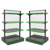 Buy cheap Snack Mesh Back Gondola Shelving Movable White Supermarket Display Shelf from wholesalers