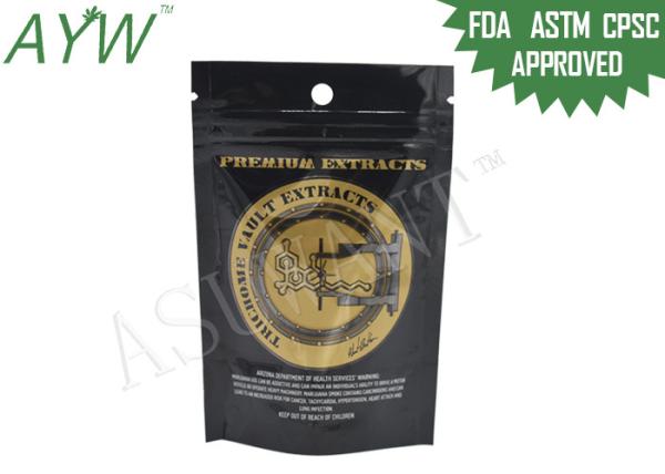 Plastic Mylar Stand Up Zipper Bags One Clear One Printed For Premium Extracts
