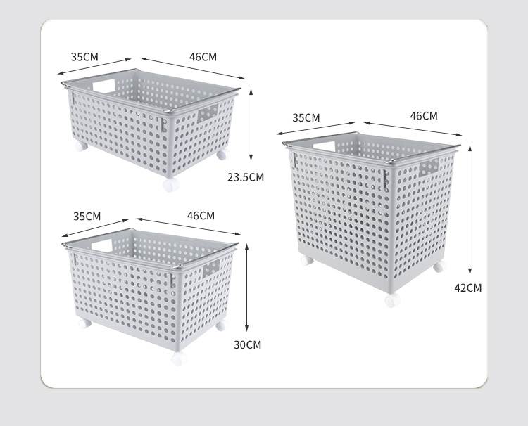 H30cm Plastic Laundry Hamper With Wheels For Living Room Hotel