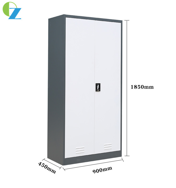 W900mm 2 Door Steel Cabinet Left Files Storage & Right Side Clothes Hanging