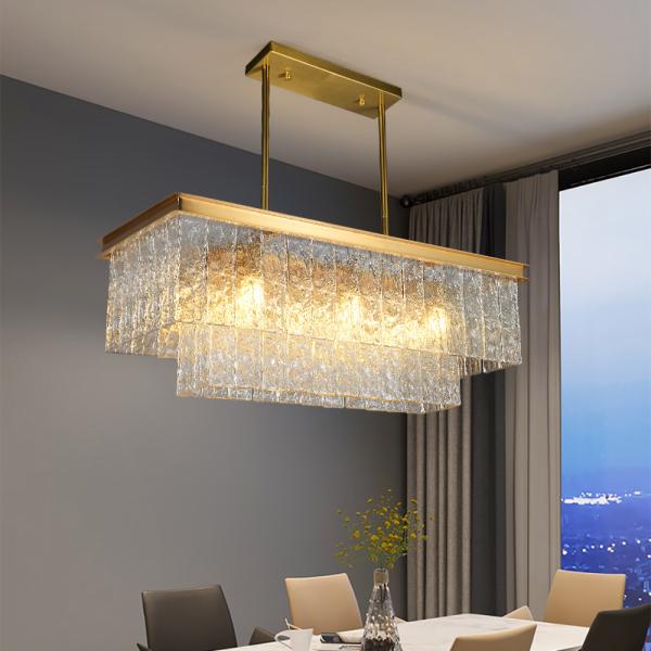 Buy cheap Rectangle Kitchen Chandeliers Frosted Glass Lamp Living Room Bar european chandelier(WH-CY-197) from wholesalers