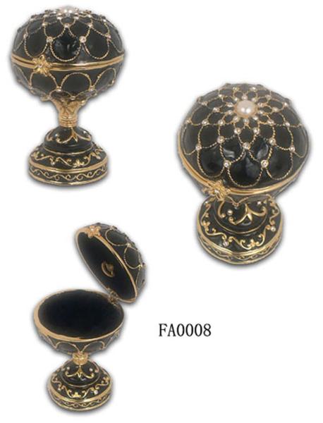 Faberge Egg Trinket Jewelry Box with a Pearl on Top for Sale Estee Egg Treasures