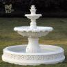 Buy cheap Marble Water Fountain 3 Tier White Round Fountain Hand Carved Outdoor Garden Decorative Custom from wholesalers