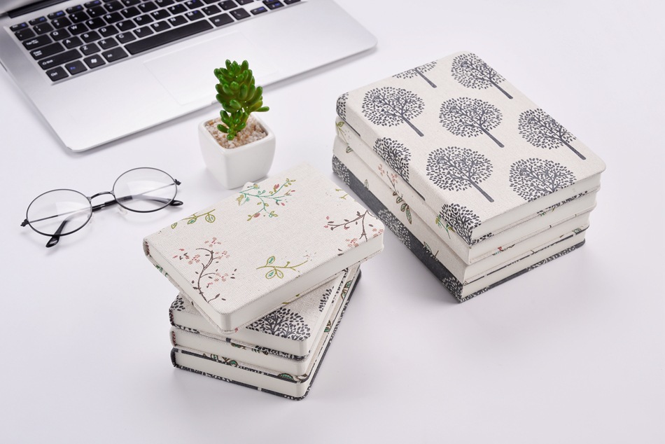 2022 Custom Linen Notebook Book Cloth Fabric Diary A6 Blank/Lined Pages Leather Cover