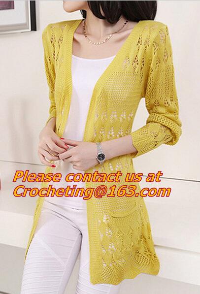 Buy cheap Fashion Knitted Cardigan Loose Pocket Hollow Long Sleeve Women Sweater Female Cardigans Women's Coats Sweaters from wholesalers