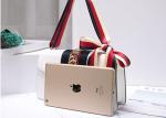 Leather Single Shoulder Bag With Lock Buckle , Slanting Bow Tie Striped Satin