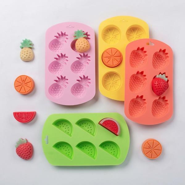 4 Pack Fruit Shaped Silicone Mold Pineapple Lemon Watermelon Strawberry
