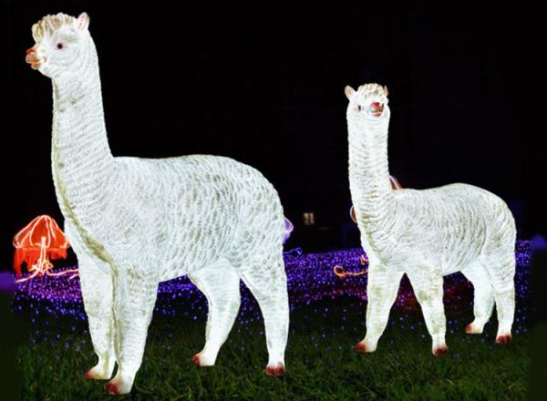 Buy cheap LED simulation alpaca lamp outdoor landscape outdoor waterproof FRP animal lamp from wholesalers