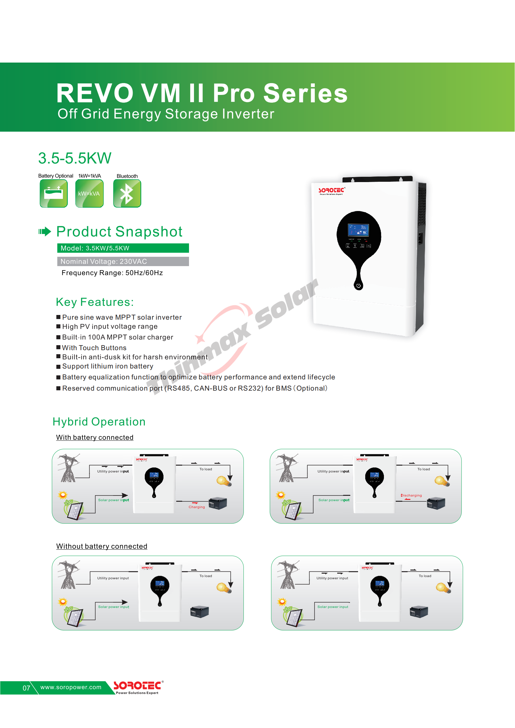 High Quality Pure Sine Wave Inverter Eu REVO VM II Pro 3.5Kw 5.5Kw Off Grid Inverter