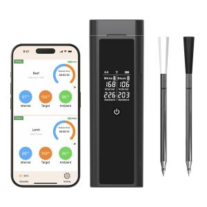 China IP67 Waterproof Smart Wireless Meat Thermometer Controlled By Phone APP Dual Probe Thermometer with LCD Screen on sale